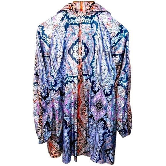 Karen Kane Jacket Woman’s L Orange Purple Paisley Pop Water-Resistant - Picture 5 of 6